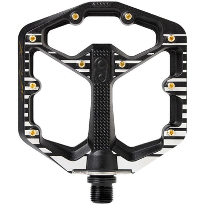 Crankbrothers Stamp 7 Fabio Wibmer Signature Edition Aluminum Platform Pedals - Black, Small, top view.