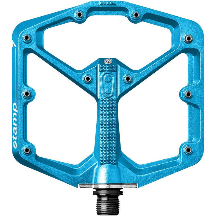 Crankbrothers Stamp 7 Aluminum Platform Pedals - Electric Blue, Large, full view.