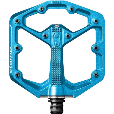 Crankbrothers Stamp 7 Aluminum Platform Pedals - Electric Blue, Small, full view.