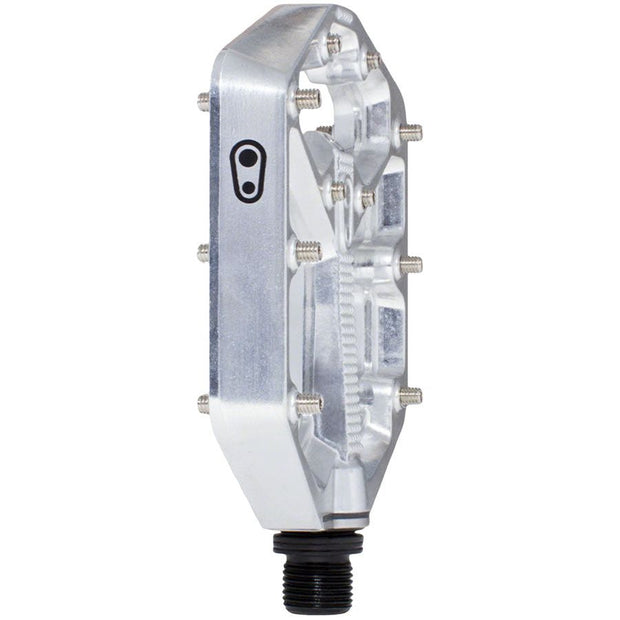 Crankbrothers Stamp 7 Aluminum Platform Pedals - High Polish Silver, Small, side view.
