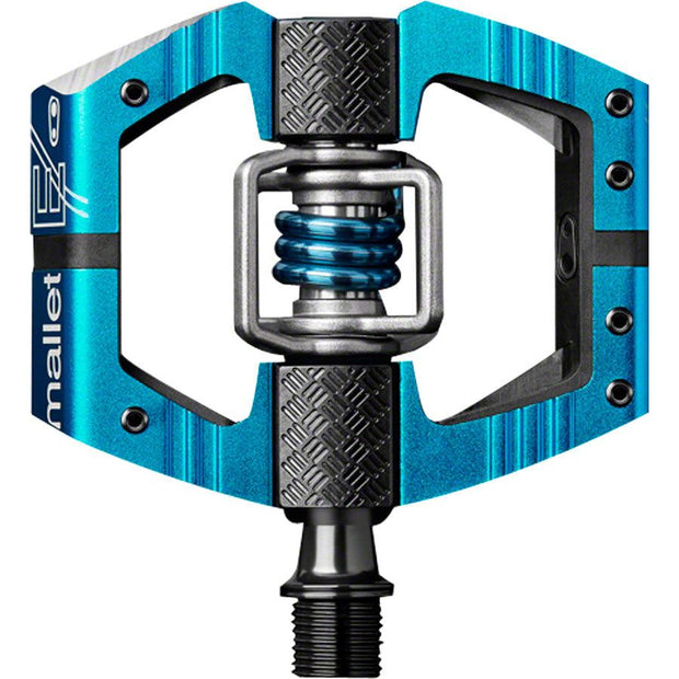 Crankbrothers Mallet Enduro Dual Sided Clipless Platform Pedals - Blue, full view.