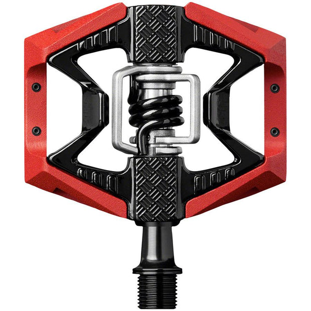 Crankbrothers Double Shot 3 Single Side Clipless/ Platform Pedals - Red/ Black, back view.