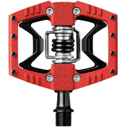 Crankbrothers Double Shot 3 Single Side Clipless/ Platform Pedals - Red/ Black, front view.