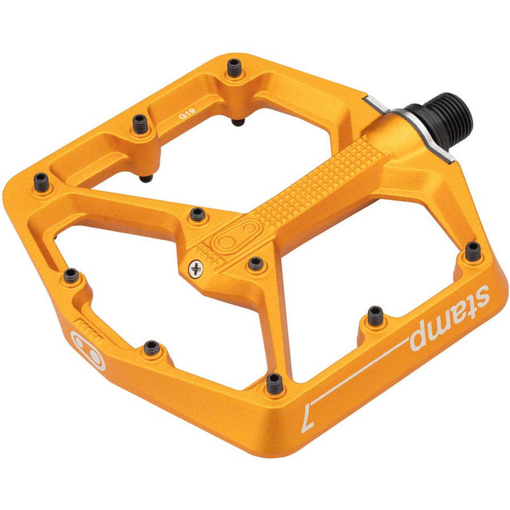 Crankbrothers Stamp 7 Aluminum Platform Pedals - Orange, Large, full view.