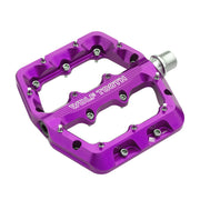 Wolf Tooth Waveform Aluminum Pedals, uv purple, full view.