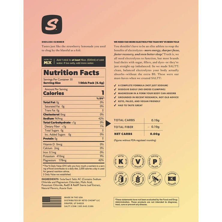 Nutrition facts label for a product with various certification logos on a beige background