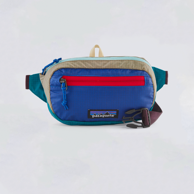 Patagonia Ultralight Black Hole Mini Hip Pack, belay blue, full view.