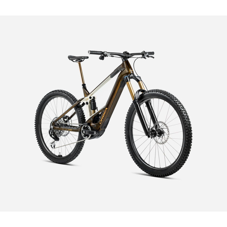 2025 Orbea Wild M20, Caramel Carbon View (Gloss) - Cream White (Matt), fork view.