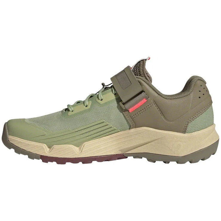 Five Ten Women's Trailcross Clipless MTB shoe, Quiet Crimson / Orbit Green / Turbo 5 Orbit Green, side view