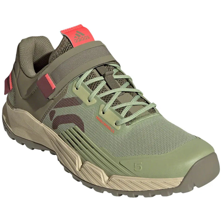 Five Ten Women's Trailcross Clipless MTB shoe, Quiet Crimson / Orbit Green / Turbo 5 Orbit Green, full view