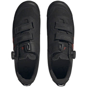 Five Ten Men's Kestrel BOA Mountain Clipless Shoes, core black, grey six, grey four, top view.