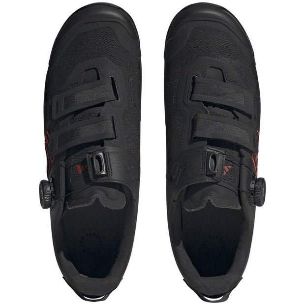 Five Ten Men's Kestrel BOA Mountain Clipless Shoes, core black, grey six, grey four, top view.