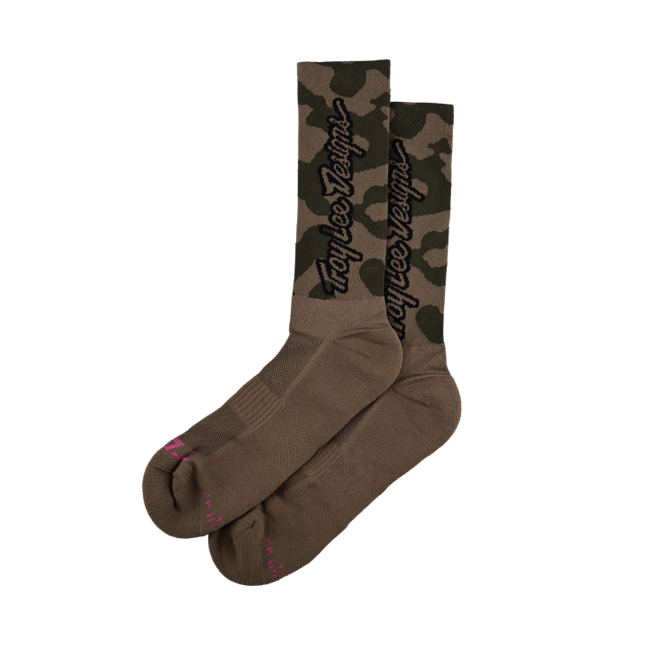 Troy Lee Designs Mens Performance Socks, in color: scrbuland olive, full view. 