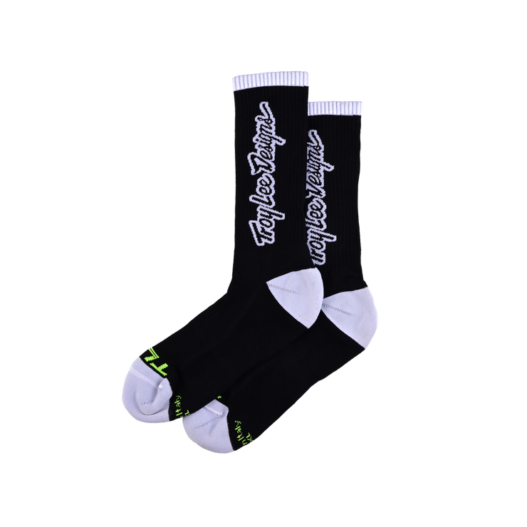 Troy Lee Designs Mens Performance Socks, in color: signature black, full view. 