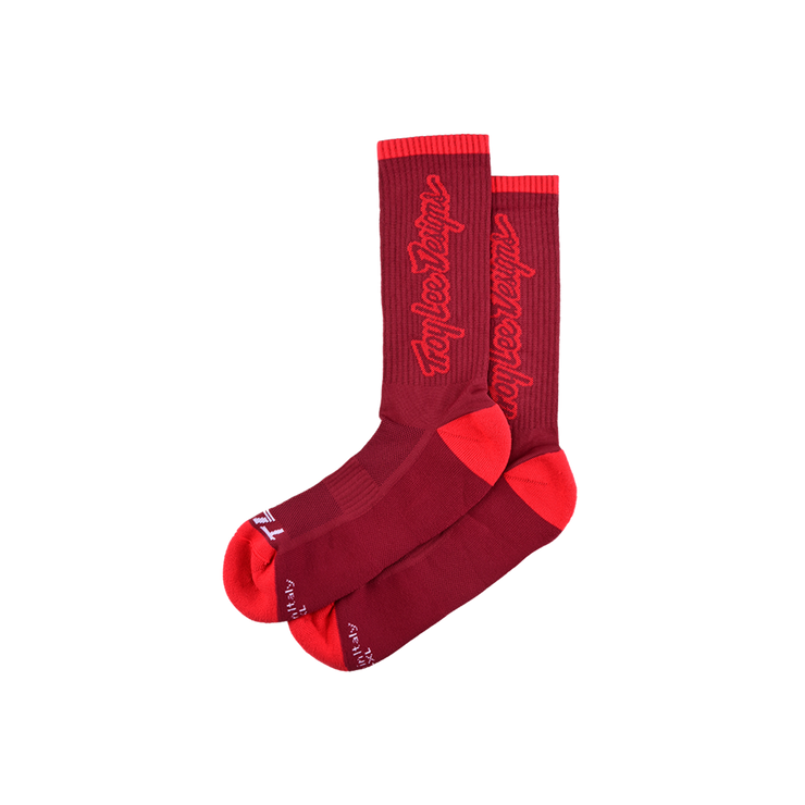 Troy Lee Designs Mens Performance Socks, in color: signature oxblood, full view. 