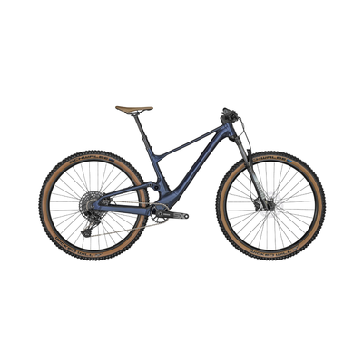 Blue mountain bike on a white background