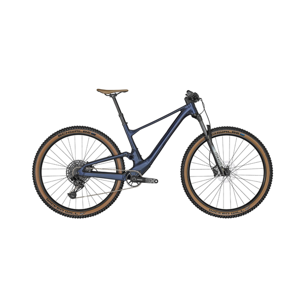 Blue mountain bike on a white background