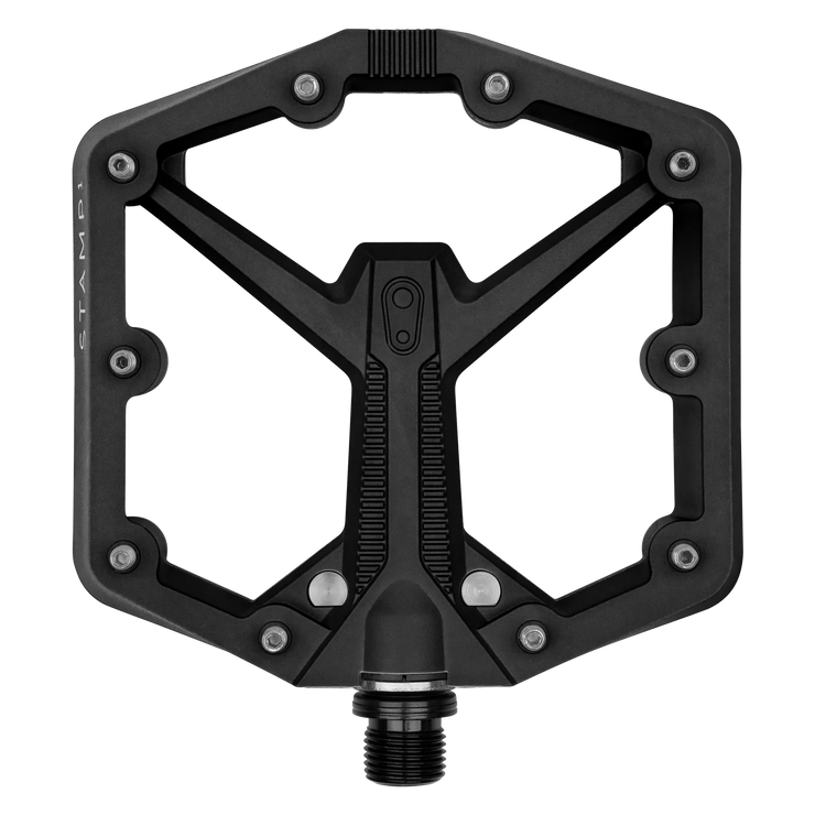 Crankbrothers Stamp 1 Gen 2 Pedal, black, full view.