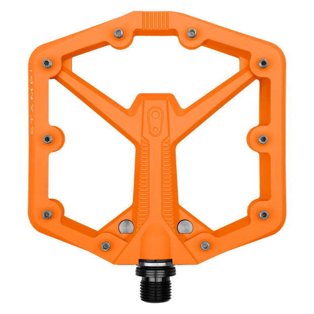 Crankbrothers Stamp 1 Gen 2 Pedal, orange, full view.