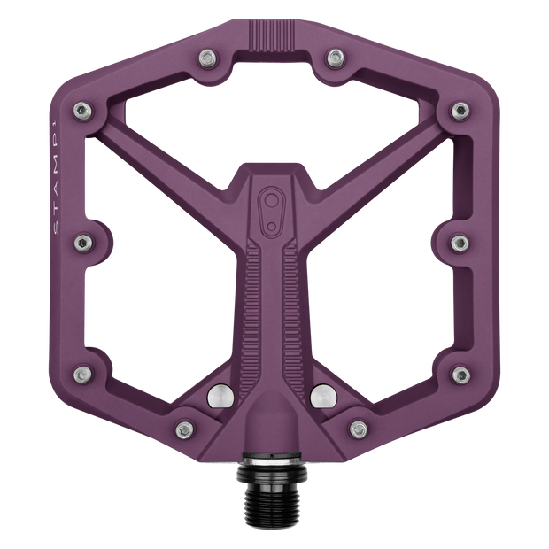 Crankbrothers Stamp 1 Gen 2 Pedal, purple, full view.