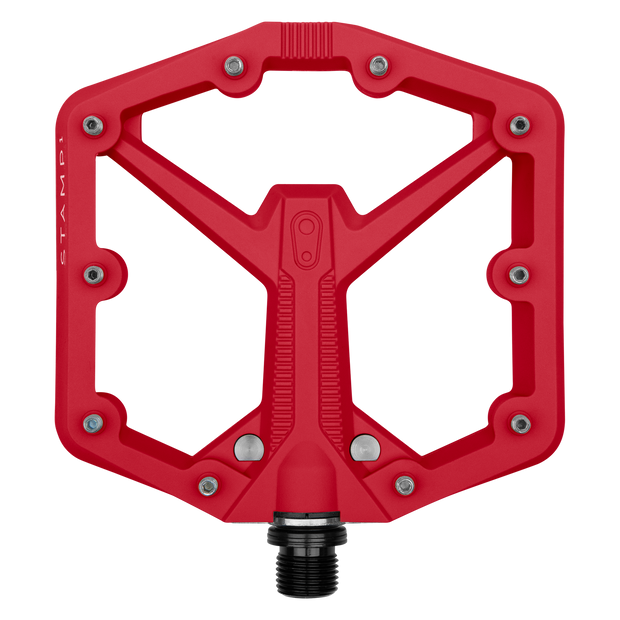 Crankbrothers Stamp 1 Gen 2 Pedal, red, full view.