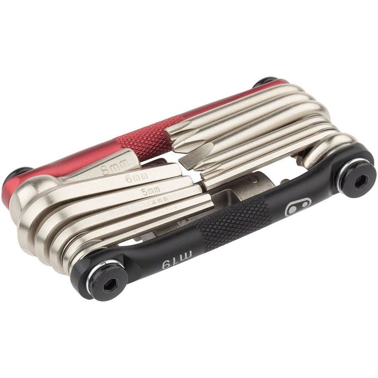 Crankbrothers Multi 19 Tool - Black/Red, full view of bottom.