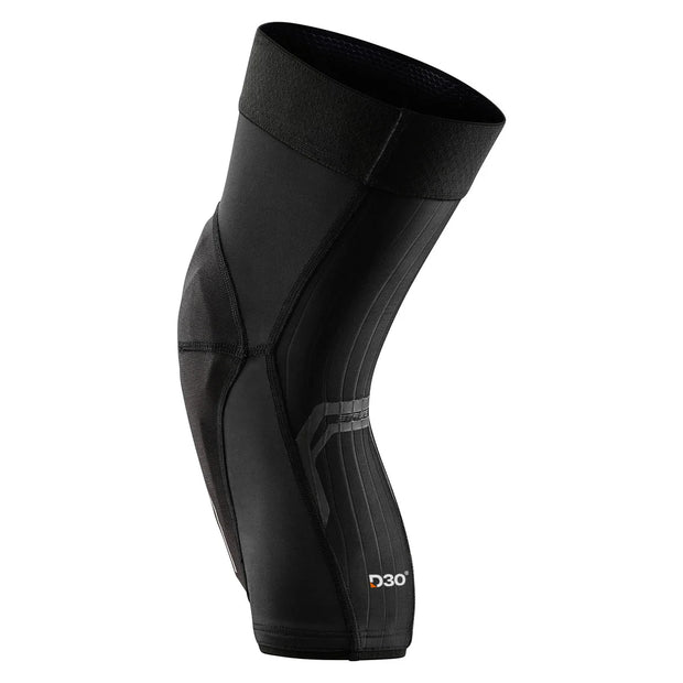 Black knee pad with D3O branding on a white background