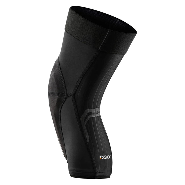Black knee pad with D3O branding on a white background