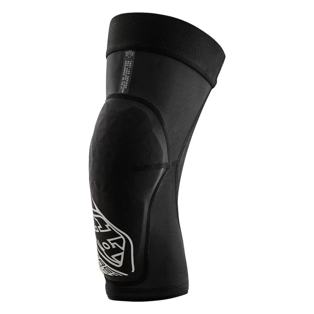 Black knee pad with a brand logo on a white background