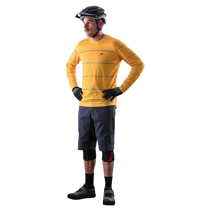 Troy Lee Designs Flowline Mountain Bike Shorts w/Liner, Black, front view on model.
