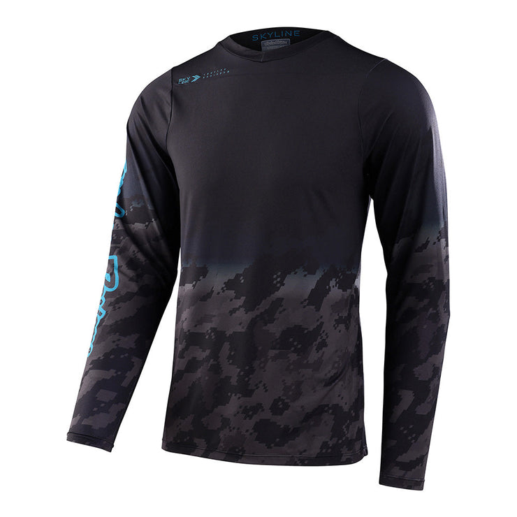 Troy Lee Designs SKYLINE LS Jersey, digi fader black, front view.