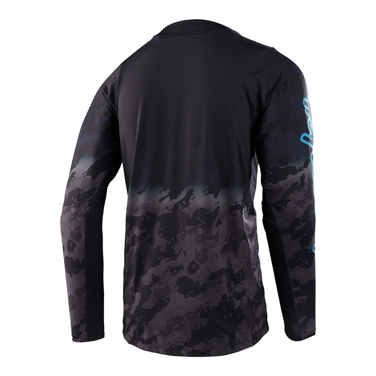 Troy Lee Designs SKYLINE LS Jersey, digi fader black, back view.