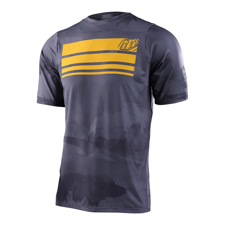 TLD Skyline SS jersey, blocks charcoal, front view.