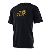 Troy Lee Designs Youth Skyline SS Jersey, iconic black, front view.