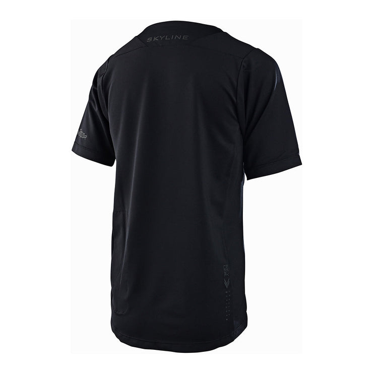 Troy Lee Designs Youth Skyline SS Jersey, iconic black, back view.