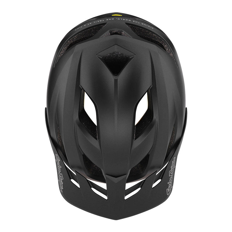 Troy Lee Designs Youth Flowline Helmet, orbit black, top view.