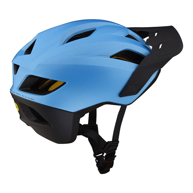 Troy Lee Designs Youth Flowline Helmet, oasis blue, strap view.