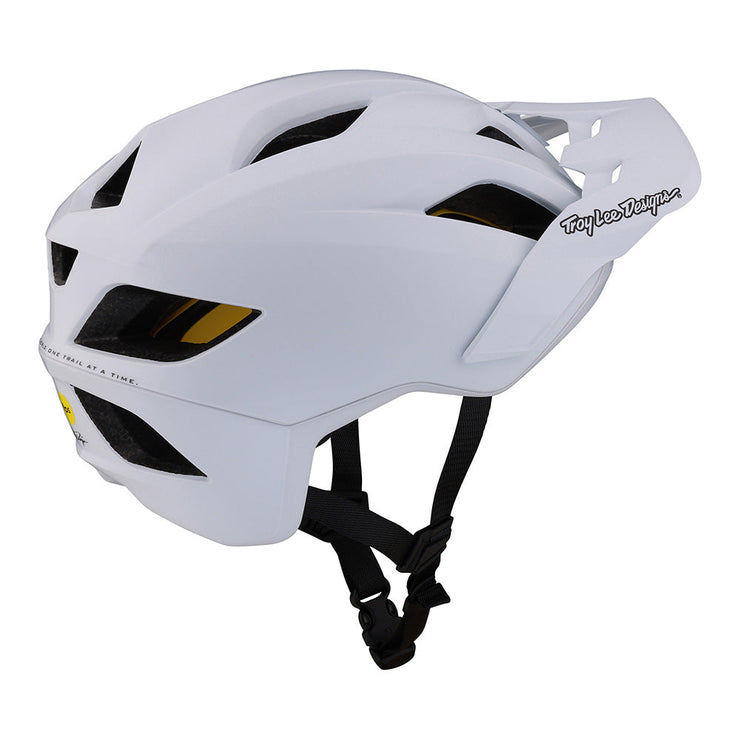 Troy Lee Designs Youth Flowline Helmet, orbit white, profile view.