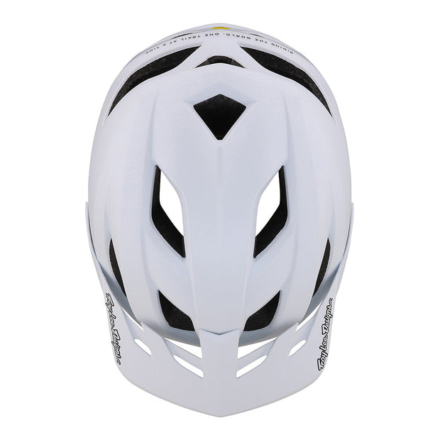 Troy Lee Designs Youth Flowline Helmet, orbit white, top view.