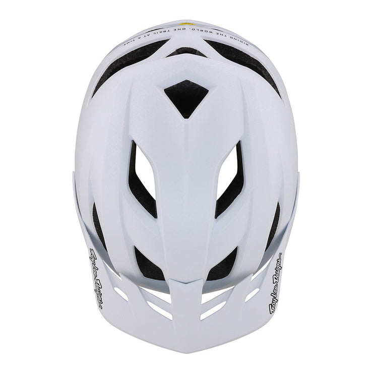 Troy Lee Designs Youth Flowline Helmet, orbit white, top view.