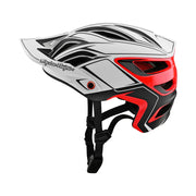 Troy Lee Designs A3 Helmet, pin white / red, profile view.