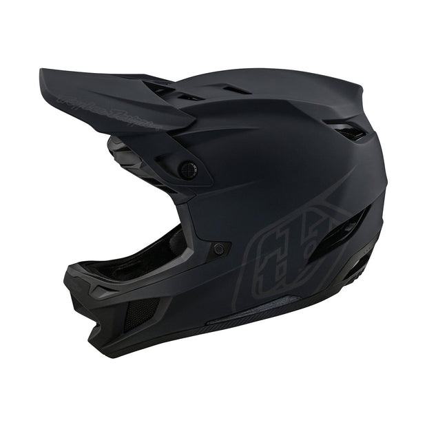Troy Lee Designs D4 Composite Full-Face Helmet, stealth black, left side view.
