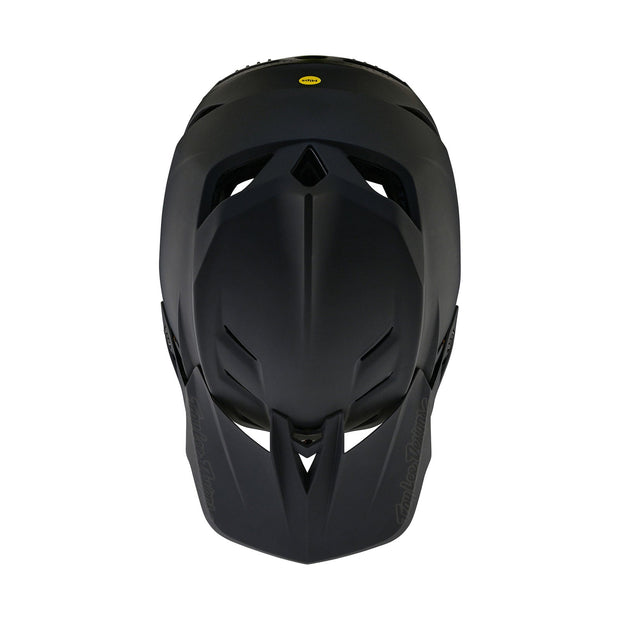 Troy Lee Designs D4 Composite Full-Face Helmet, stealth black, top view.
