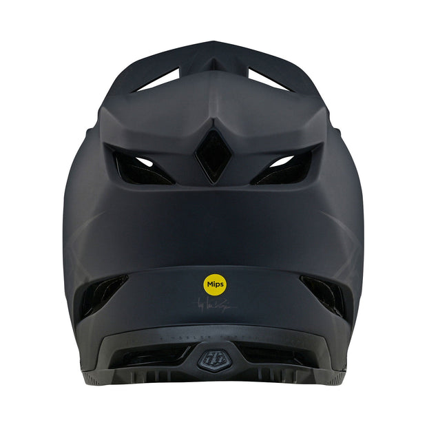 Troy Lee Designs D4 Polyacrylite Full-Face Helmet, black, back view.