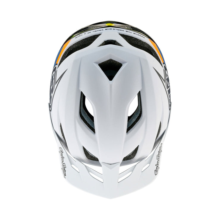 Troy Lee Designs Flowline SE Helmet, light grey/ charcoal, top view.