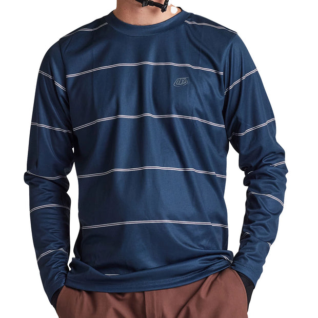 Troy Lee Designs Flowline Long Sleeved Jersey, revert midnight, front view on model.