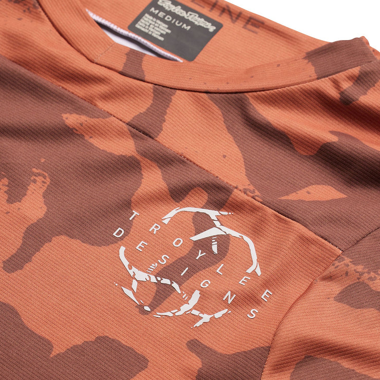 Troy Lee Designs Skyline SS Jersey, shadow camo brick, logo view.