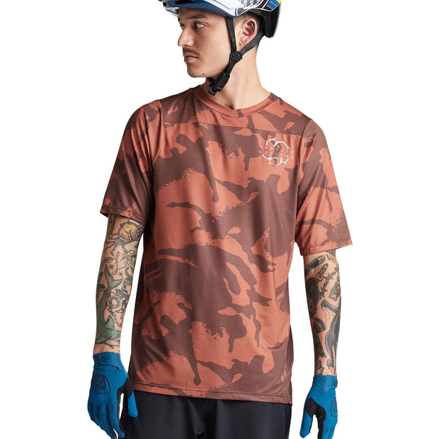 Troy Lee Designs Skyline SS Jersey, shadow camo brick, front view on model.