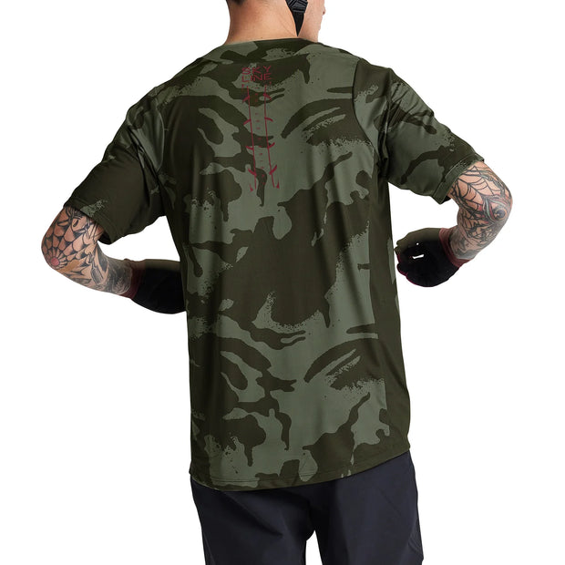Troy Lee Designs Skyline SS Jersey, shadow camo olive, back view.