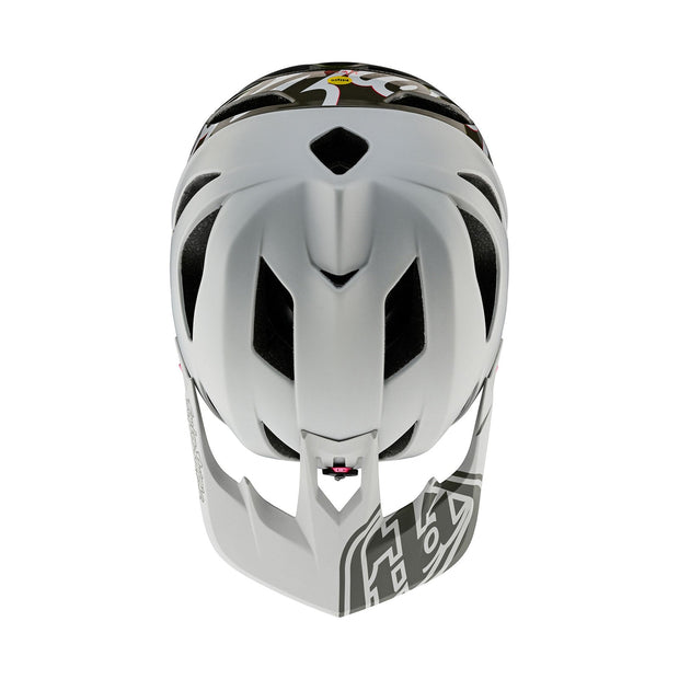 Troy Lee Designs Stage Full-Face Helmet, signature vapor, top view.